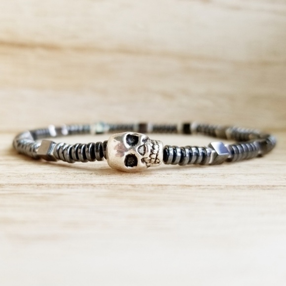 Vicky Beeds Other - Men's Hematite Skull Bracelet